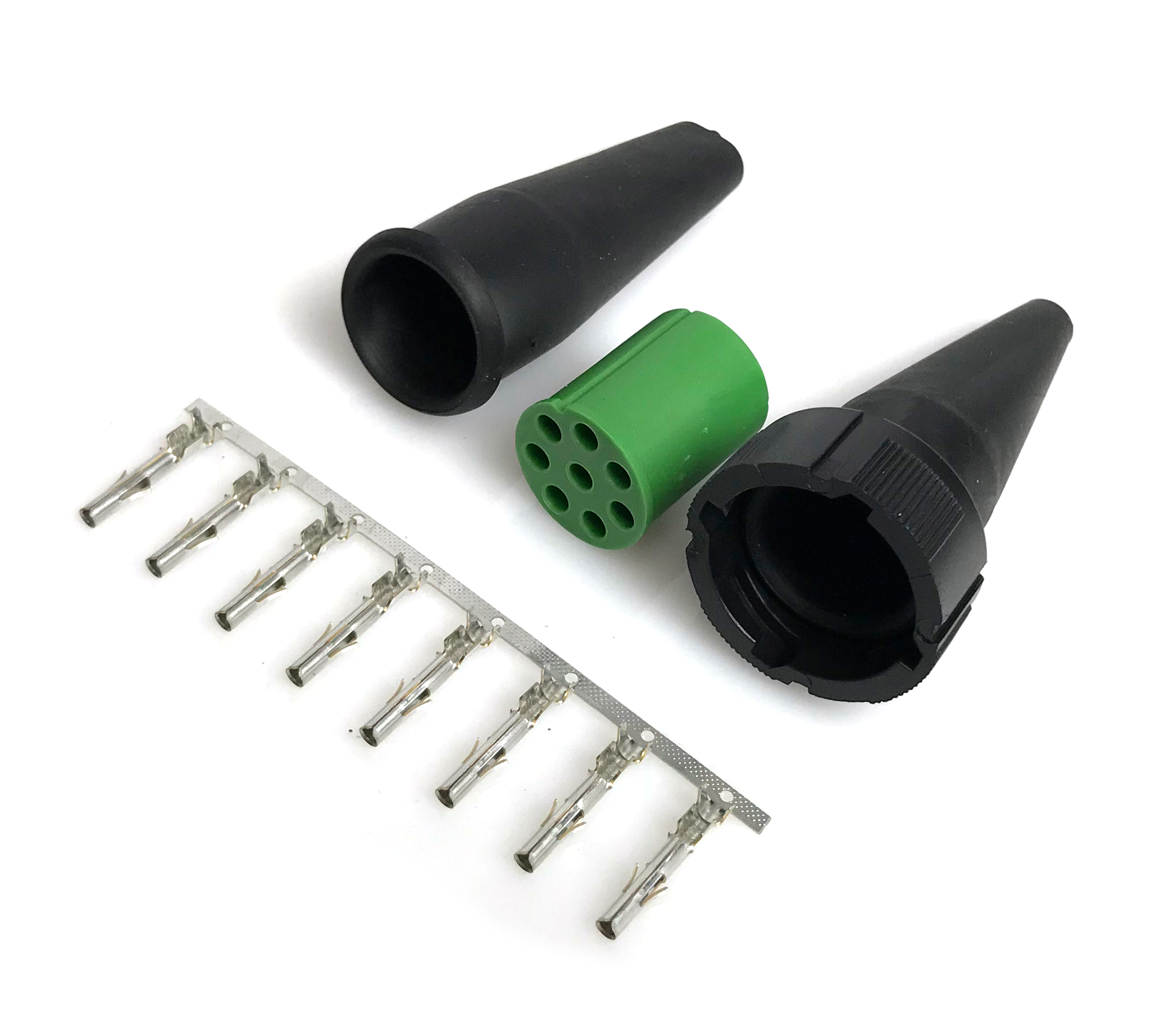 Zástrčka - bajonet Aspöck 8-pinový zelený, 1 alebo 2 vývody