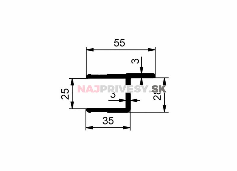 Profil lemovací "h", 398 mm eloxovaný