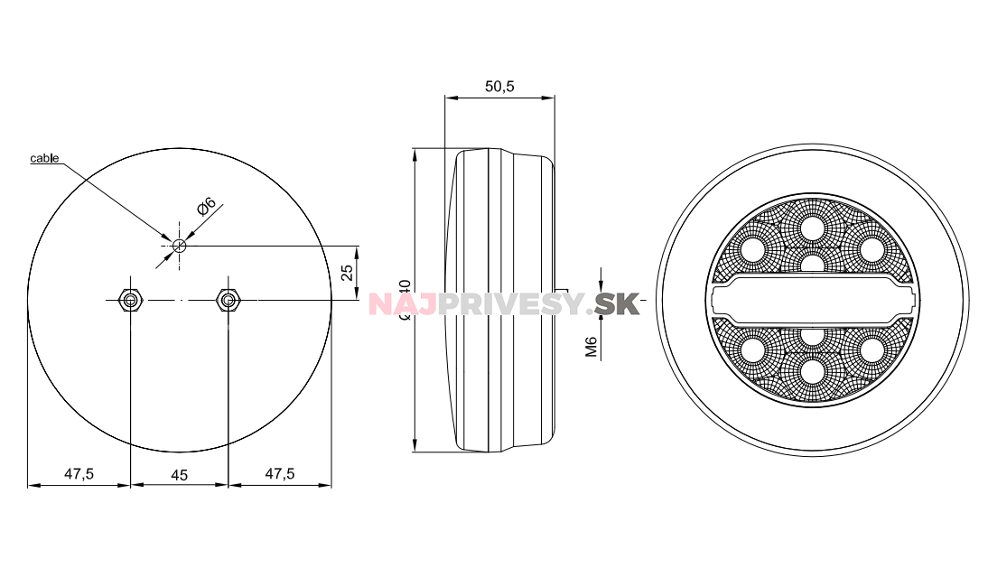 Svietidlo Fristom FT-113 združené LED 12-36V, L / P-BL / BR / KO, baj5