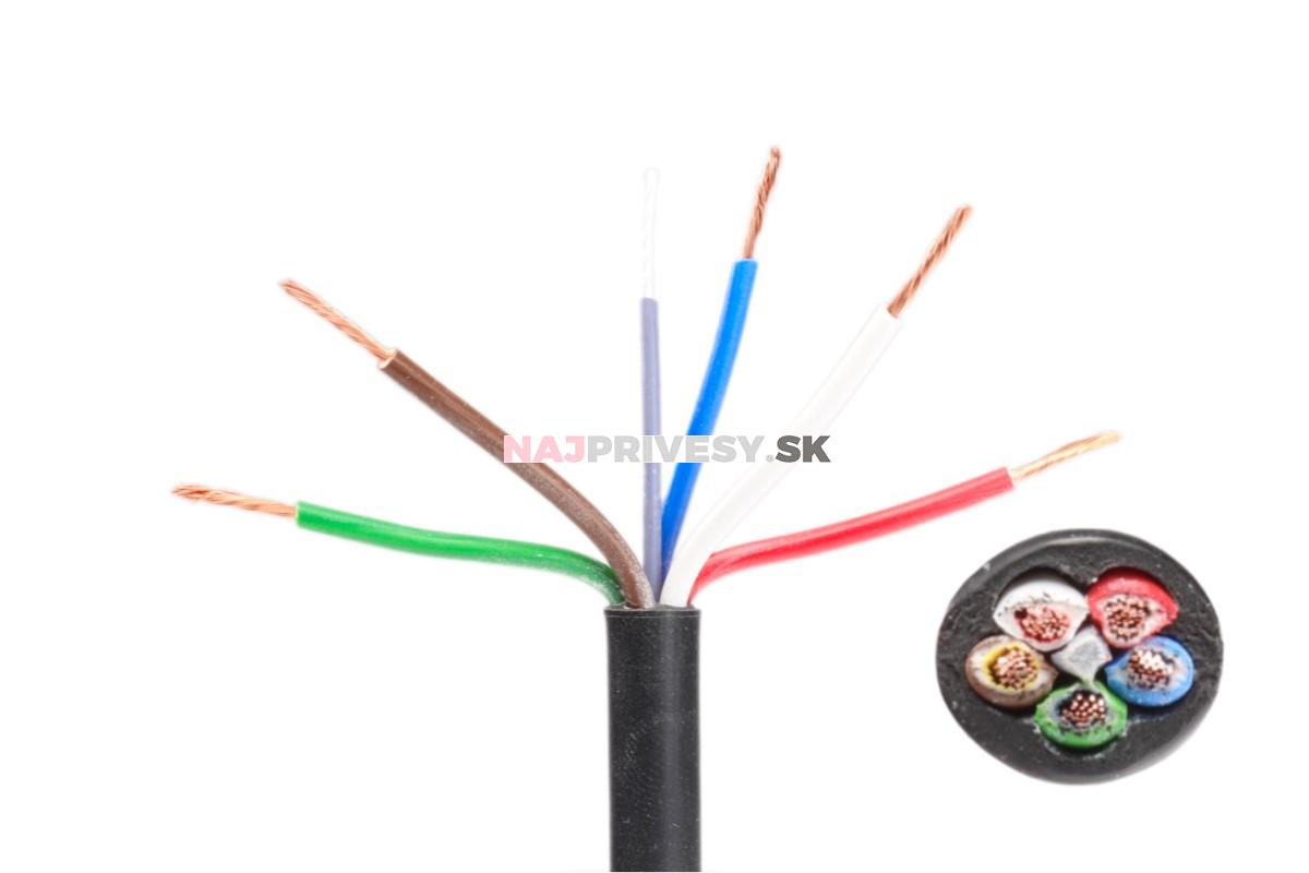 Kábel 5x0,75 mm2, hnedá/biela/červená/zelená/modrá, metráž