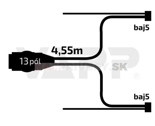 Kabeláž 4,55 m/13-pól. zástrčka, s prednými vývodmi QS150, baj5, VAPP