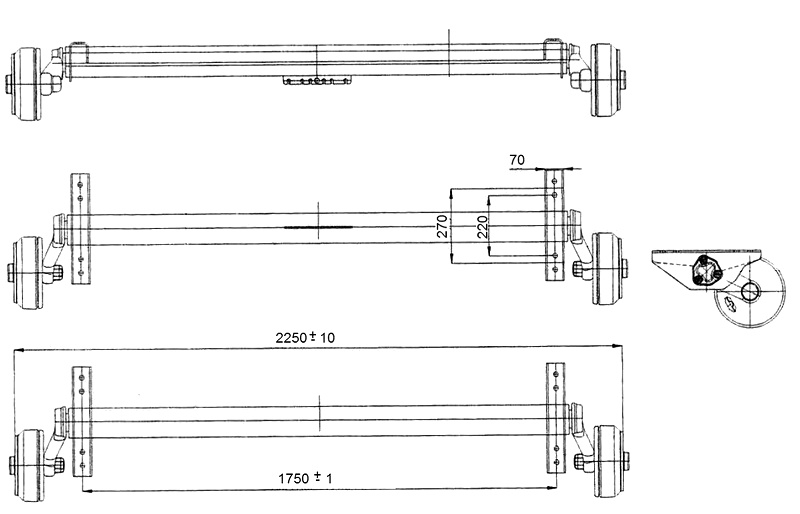 Náprava AL-KO Plus B 1800-9 (1800 kg) a=1750 mm, 112x5 zosílené pätky