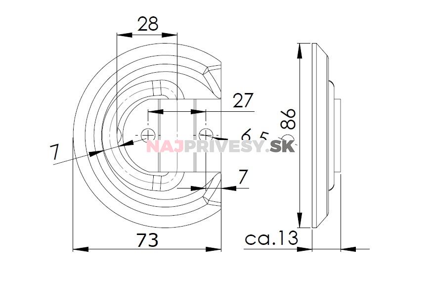 Kotevná miska s rovným bokom (nezápustná, 750 kg)