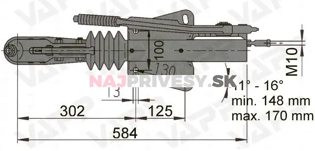 Nájazdová brzda AL-KO 90S/3 HM (horná montáž)