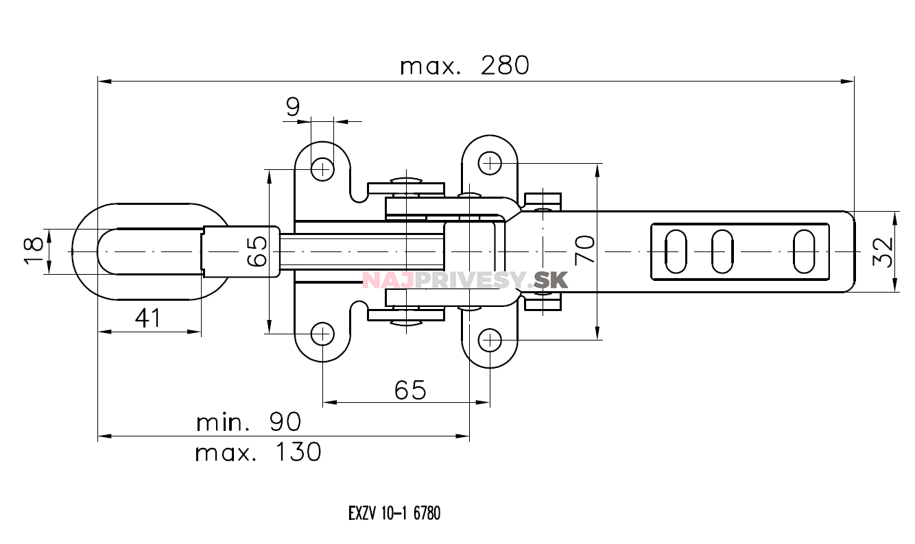 Pracka liatinová EXZV 10-1 sa nastaviteľným strmeňom (bez protikusu)