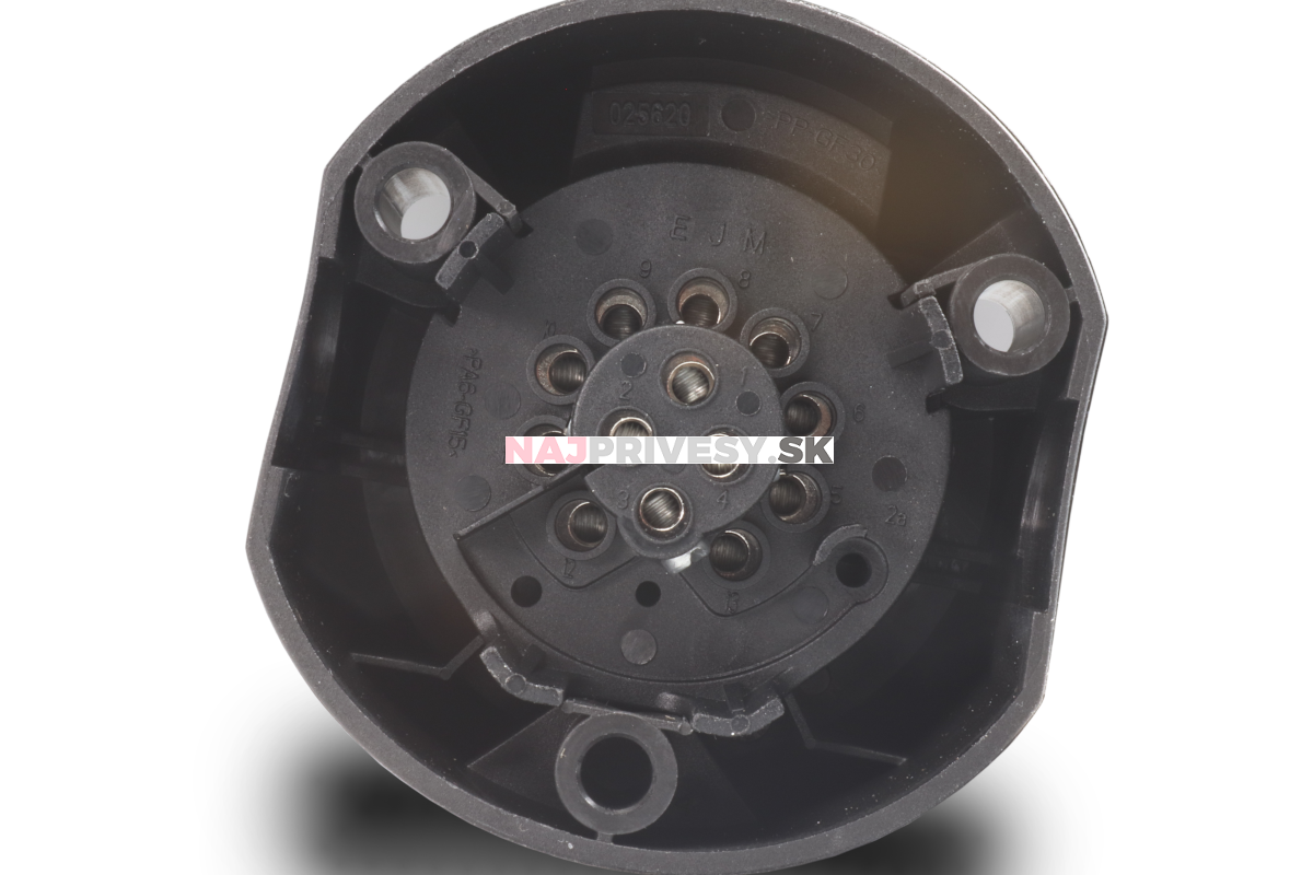 Zásuvka 13 pólů 12V plastová + podložka JAEGER