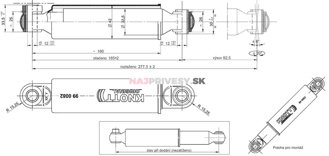 Tlmič KNOTT na polonápravu Pullman s vinutou pružinou