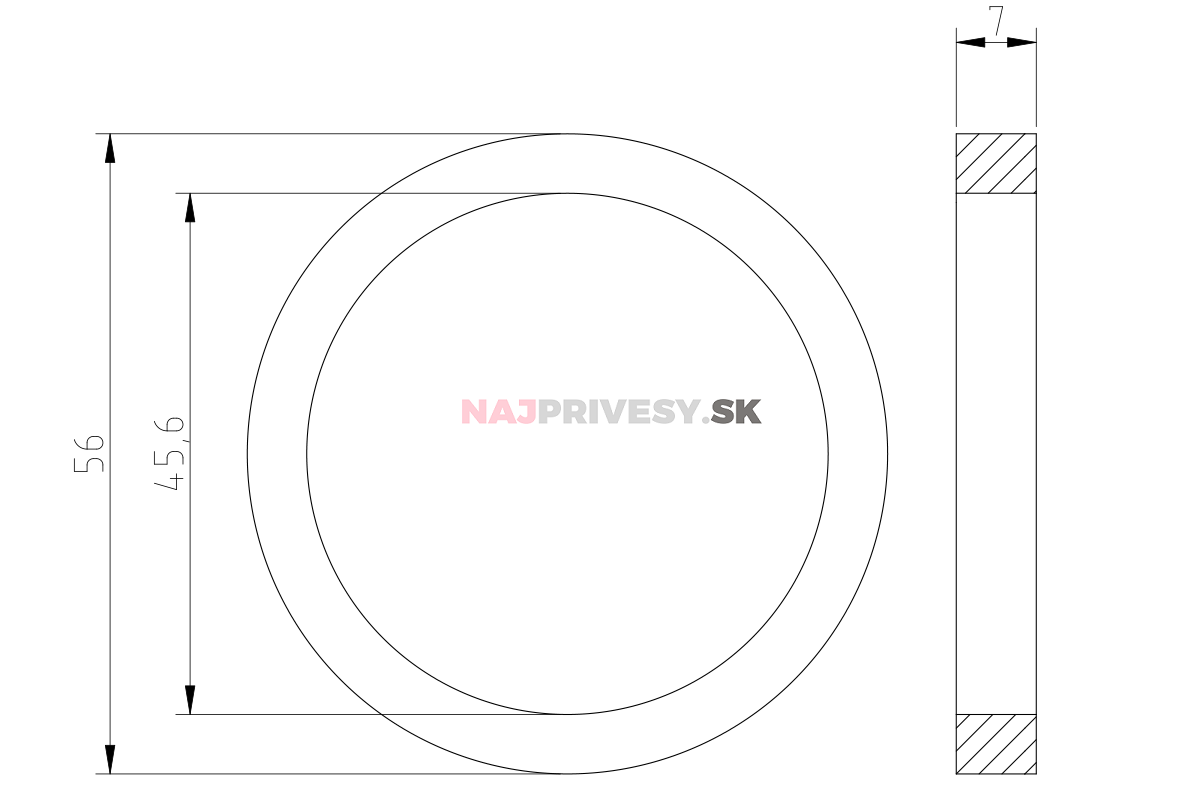Krúžok tesniaci - simering čapu KNOTT 200x50(45,6x56x7 mm)