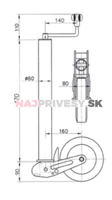 Oporné koliesko automat. KNOTT ATK60V-B 200x50 500 kg
