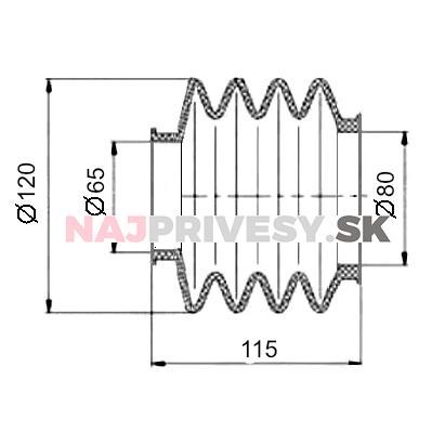 Manžeta gumová BPW pro ZAA 3,5-1 / ZAV 3,5-1