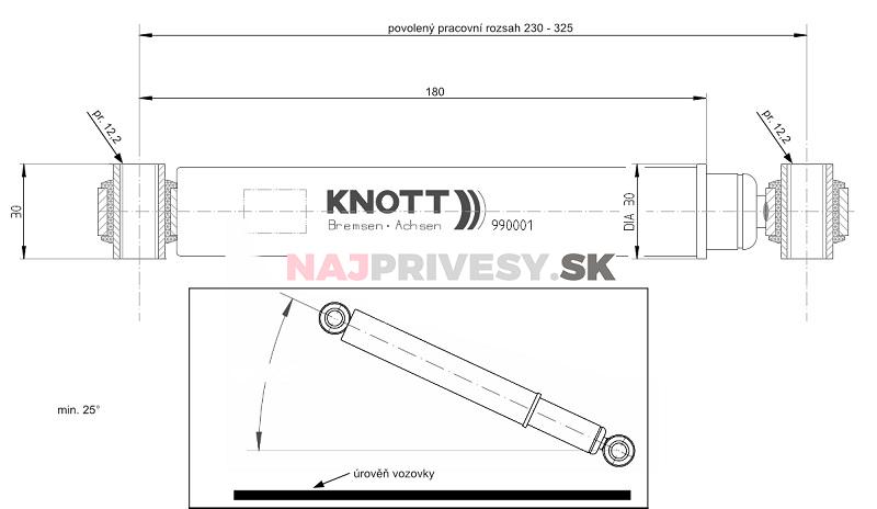 Tlmič k náprave KNOTT typ 990001 (do 1800 kg/1 náprava)