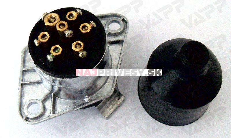 Zásuvka 7 pól 24V typ N - hlavné (kolíky), alu, B.O.