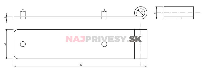 Pánt bočníc 180/10,5 NP-POČ