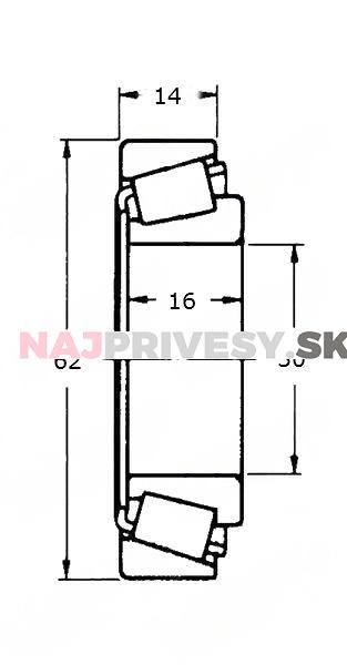 Ložisko kužeľ. vnútorná 30206, 30/62 mm, SPORTJACHT