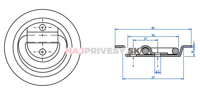 Kotevná miska okrúhla pr. 84 mm (zápustná, 750 kg)