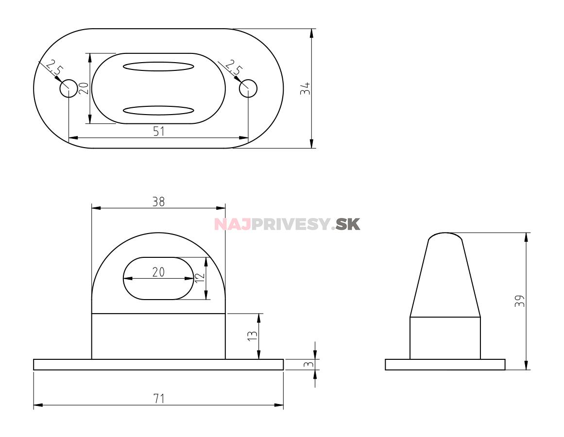 Strmeň otočný na upnutie plachty, plastový