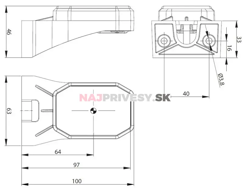 Svietidlo predné obrysové LED Fristom FT-069 na držiaku, 12-24V