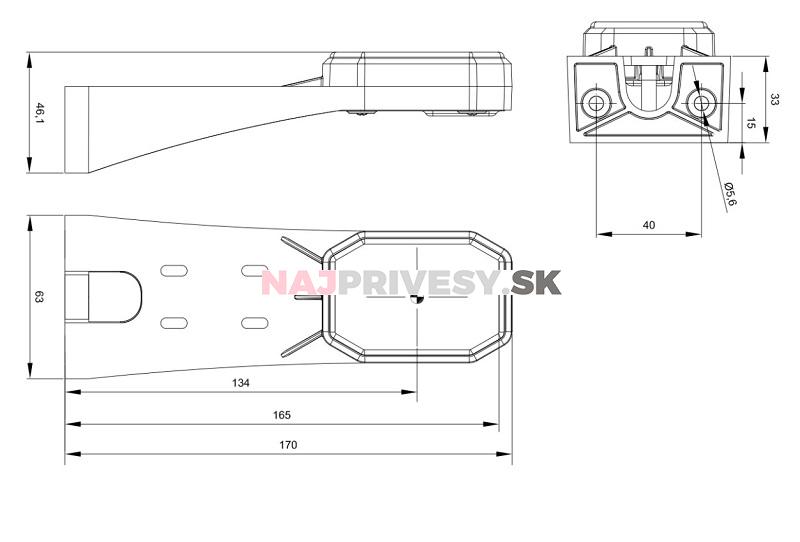 Svietidlo predné obrysové LED Fristom FT-069 na dlhom držiaku, 12-24V