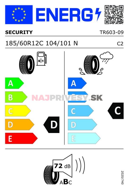 Koleso 185 R14 C 104N Security TR603 (900 kg) M+S, 5,5J/ ET30, 112x5