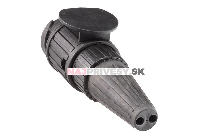 Zástrčka - vidlica 13 pól 12V s gumovým vývodom pre 2 káble