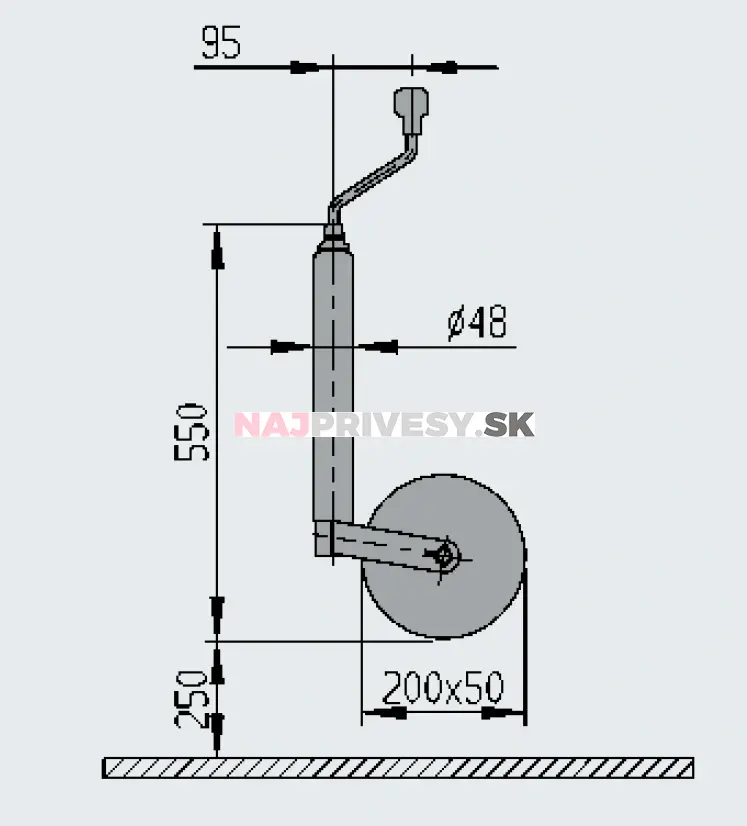 Oporné koliesko AL-KO 48 200x50 (oceľový disk) 300/180 kg