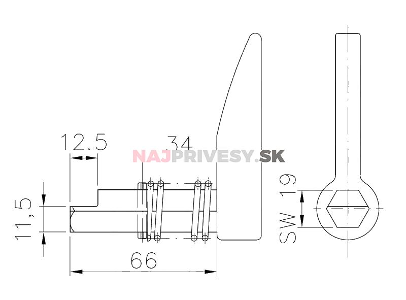Západka šesťhranná k automat. koliesku WW VK 60