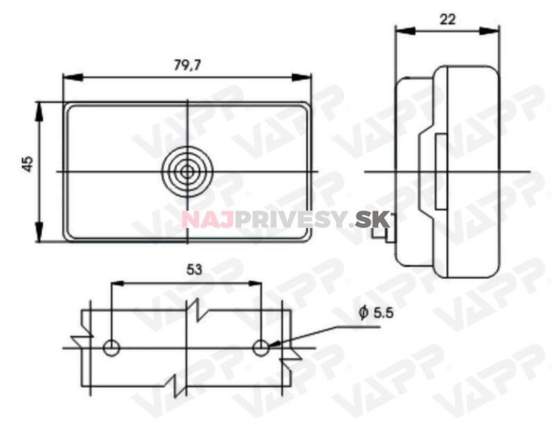 Svietidlo bočné obrysové GMAK G17 s odrazkou
