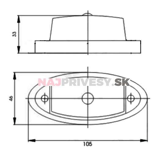 Sklo svietidla GMAK G02 doplnkové obrysové, č/b