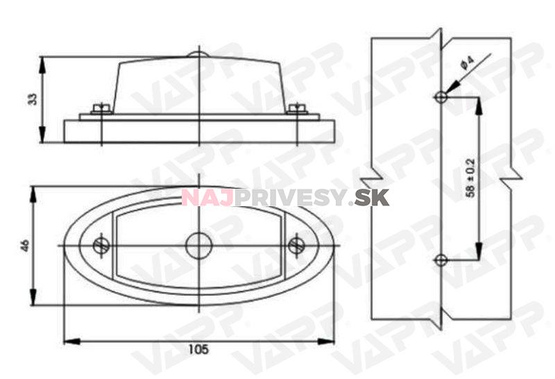 Svietidlo zadné obrysové GMAK G02