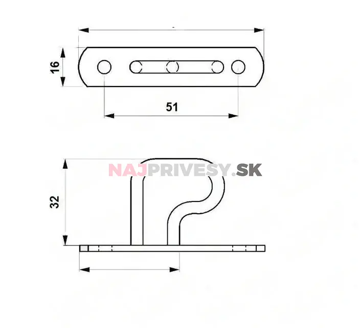 Strmeň s nosom na upínaciu plachtu, Galvan