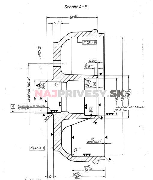 Bubon brzdový KNOTT 200x50 pre kuželík. ložiská, (112x5), bez ložísk
