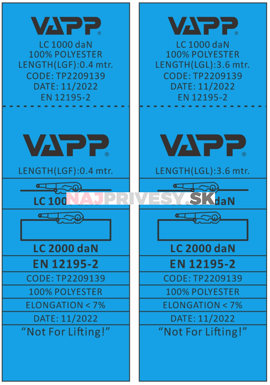 Upínacia súprava 35 mm/4 m/2 t, dvojité háky
