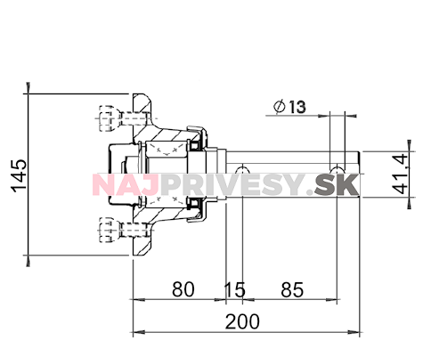 Kolesová jednotka AL-KO nebrzdená pre nápravy STARR LS 750 kg, 100x4/ 1 ks