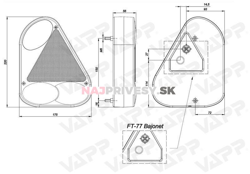 Svietidlo Fristom FT-077 združené, L-BL/BR/KO/ML, baj5