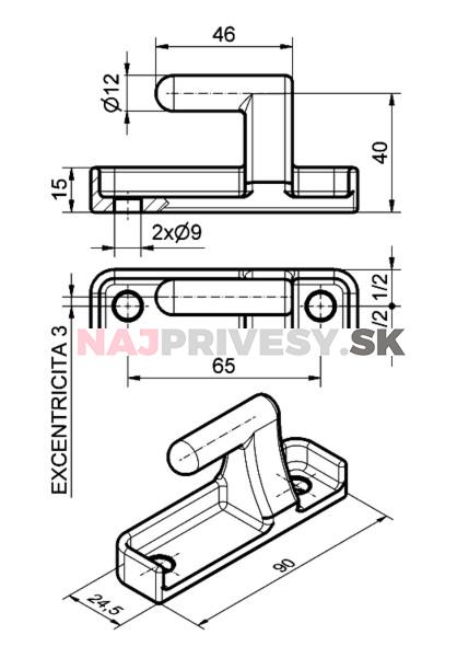 Čap pántu bočníc TIRex Geomet, nerez