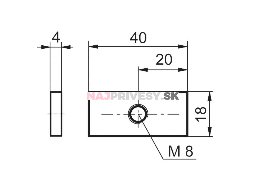 Doštička pántu bočníc TIRex (Geomet), 1ks