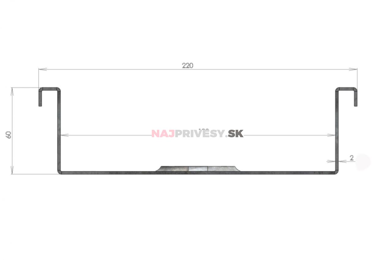 Koryto držiaka motocykla VAPP 2060/190mm pozink