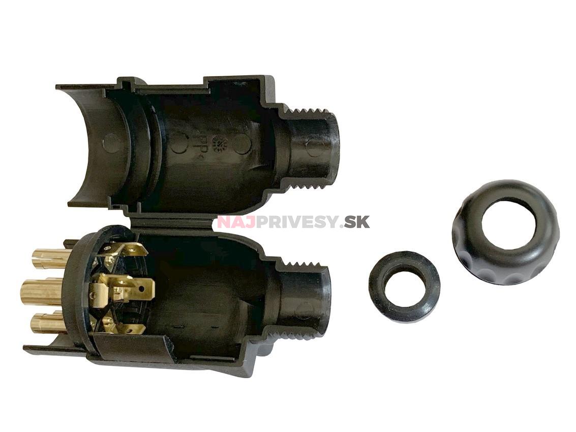 Zástrčka - vidlica 7 pól 12V na konektory plast. pre jeden kábel