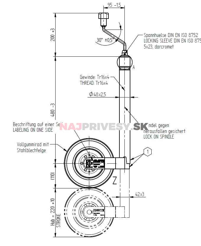 Koliesko oporné Knott oporné kolečko s ukazovateľom zaťaženia, 48mm
