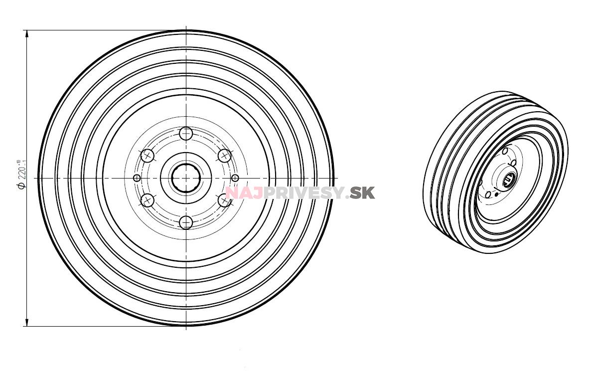 Koliesko samostatné Knott 230x70 k op. kolesu TK60-230/70