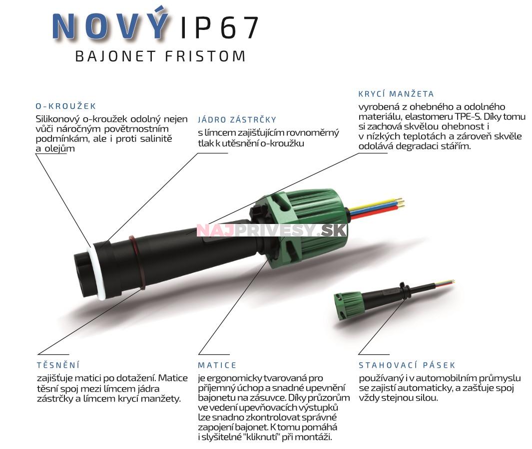 Zástrčka - bajonet Fristom IP67 5-pólový zelený, 1 alebo 2 vývody