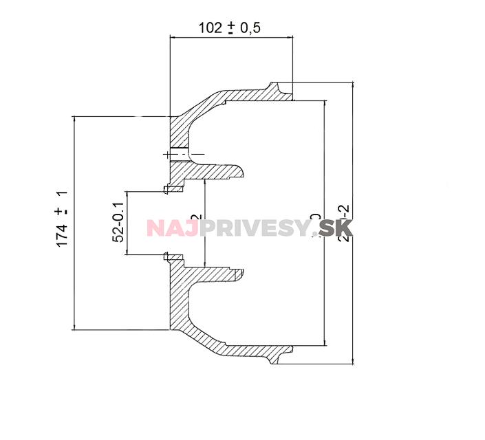 Bubon brzdový KNOTT 200x50 (112x5) pre 10" kolesá vrátane ložiska