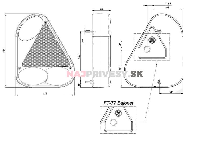 Svietidlo Fristom FT-077 združené, P-BL/BR/KO/CO, baj5