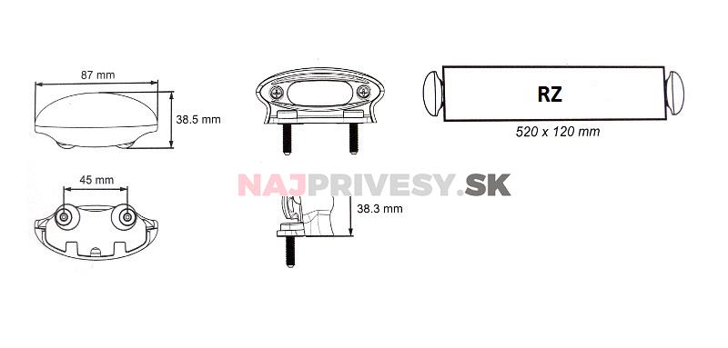 Osvetlenie registračnej značky LED Lucidity 26256NCK-1G (12-24V), QS150