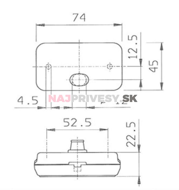Svetlo Jokon PLR 130-WP predné obrysové s odrazkou, držiak, L