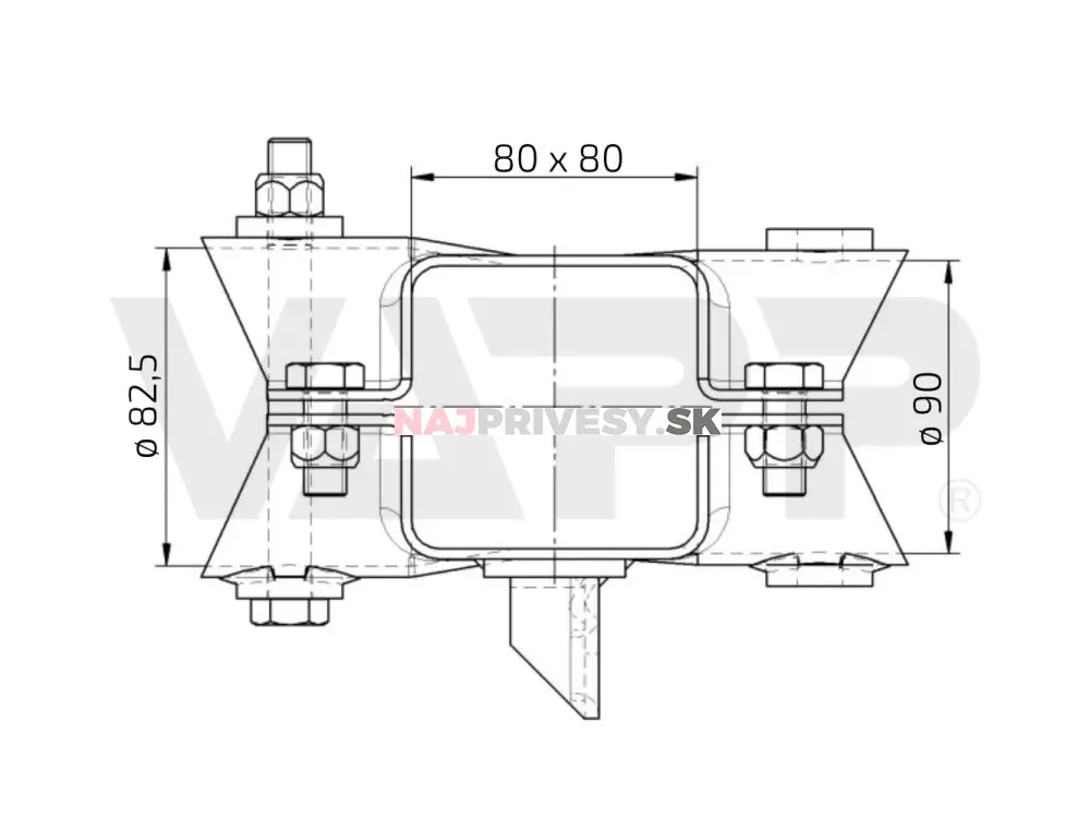 Spojnica oja a nápravy KNOTT pr. 80/90 mm