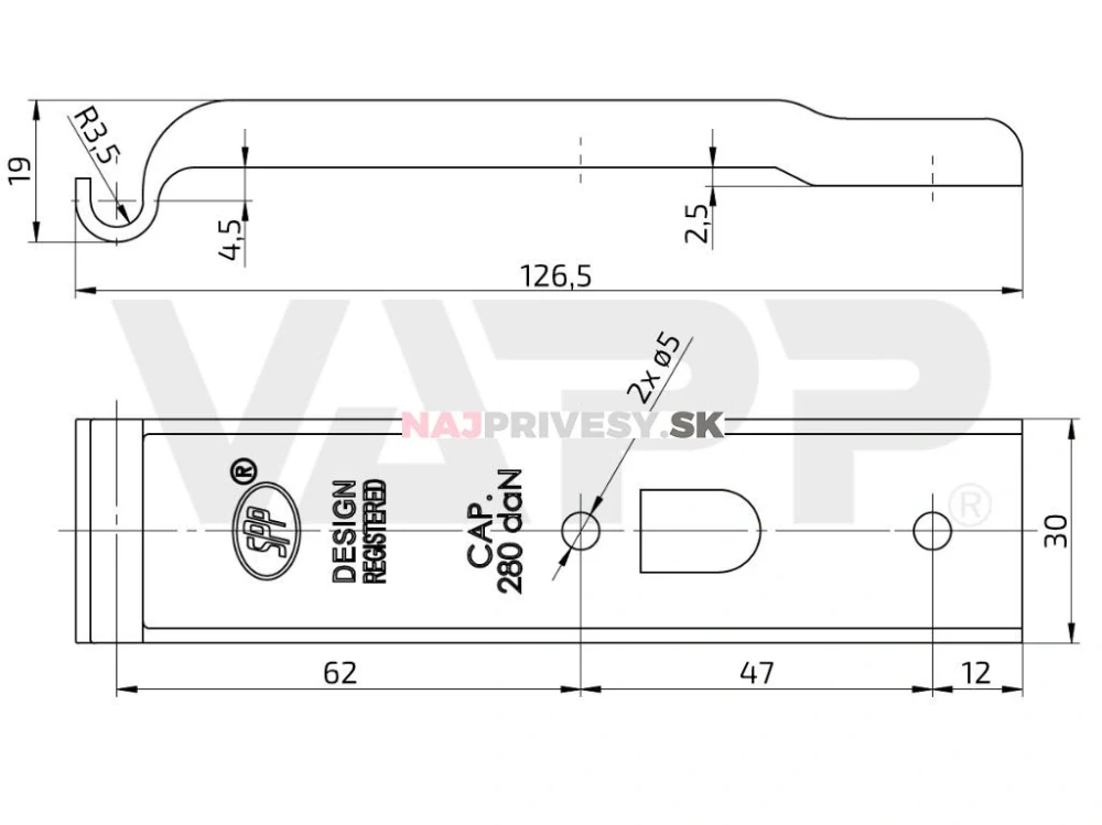 Záver bočníc - protikus SPP Z-02 vyhnutý