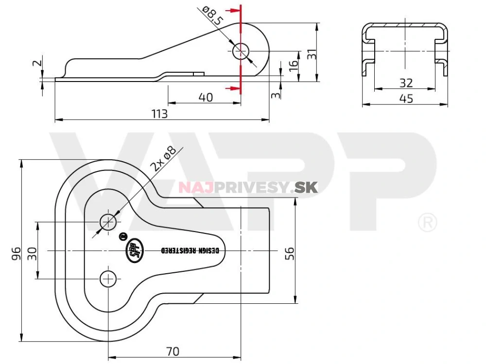 Pánt bočníc SPP ZW-07.98A