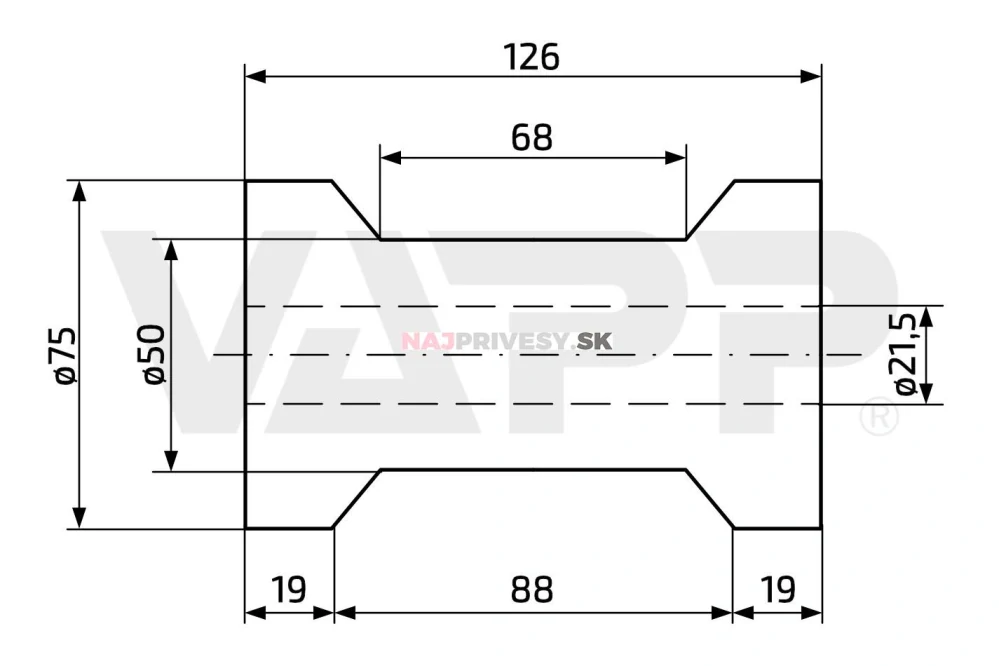 Rolna COMPACT kýlová pr. 75x126 mm/pr. 21,5 mm