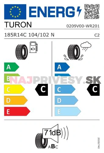 Pneu 185 R14 C 104/102N (900 kg) Turon, TrailerMove 201, M+S